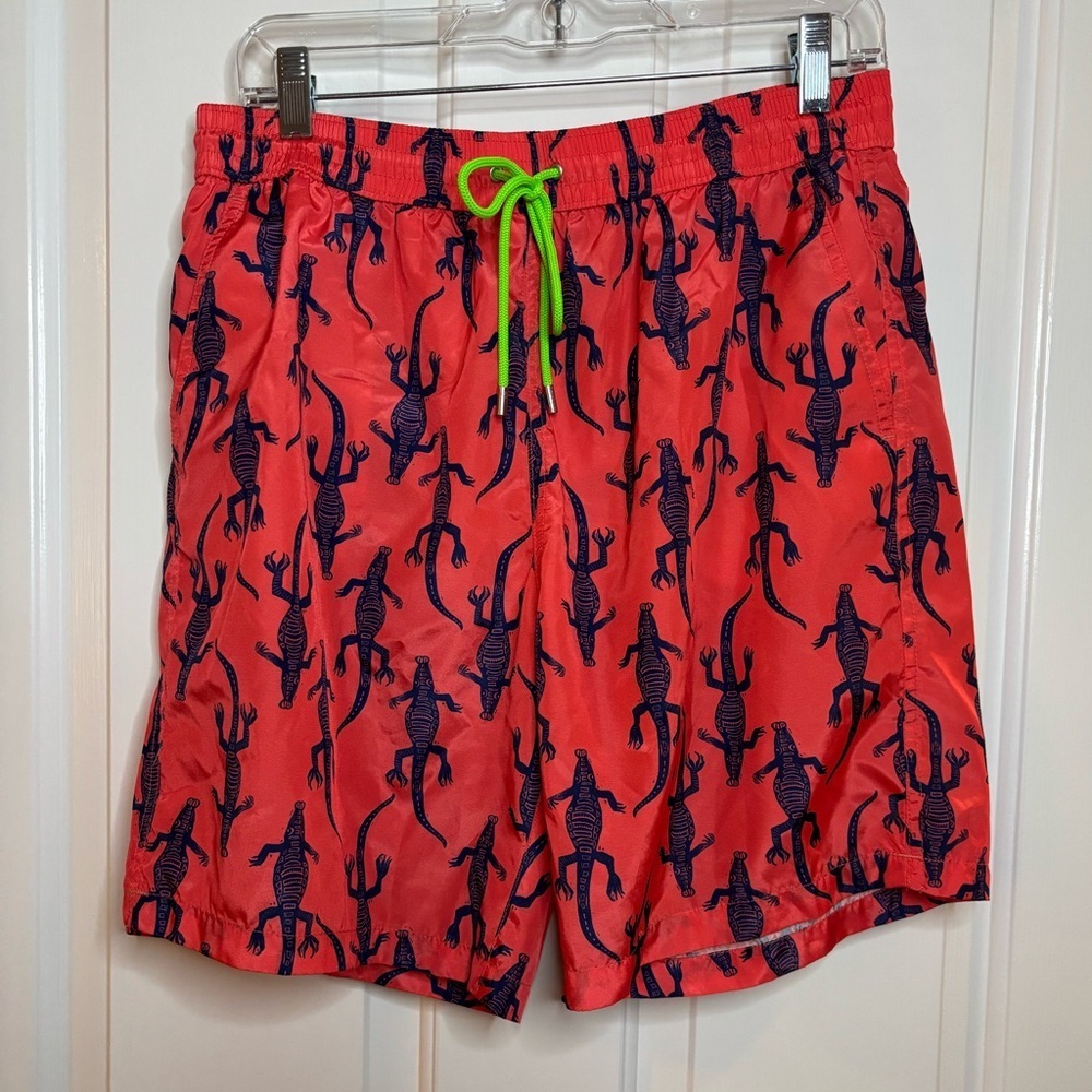 EUC Paul Smith Bright Red and Blue Lizard Swim Trunks size large